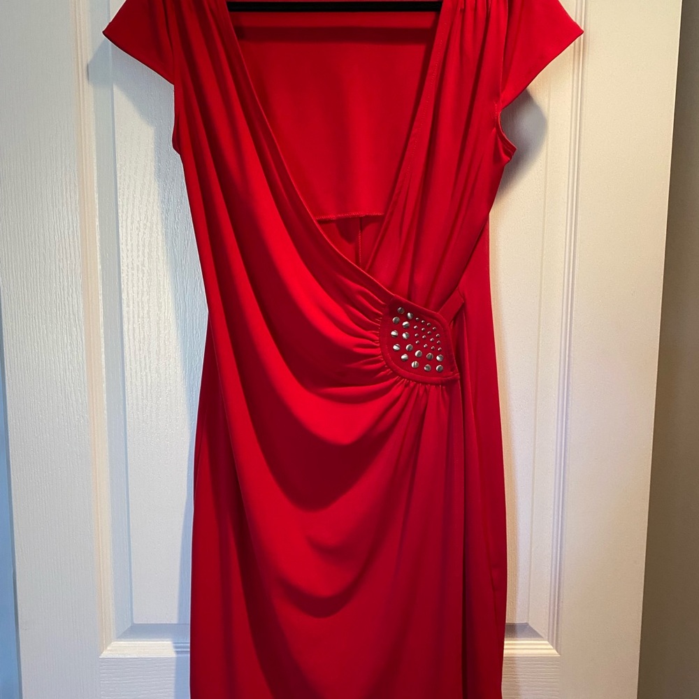 Elegant Red Dress with Embellished Detail size 12